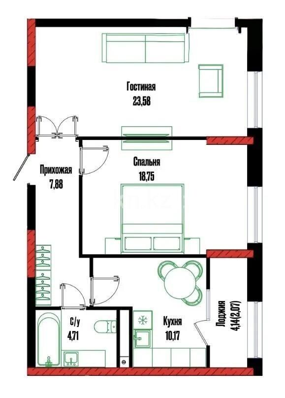 Продажа 2-комнатной квартиры, 67 м² - Продажа двухкомнатных квартир в р-не Есиль Астаны - страница 20 фото 2 из 2