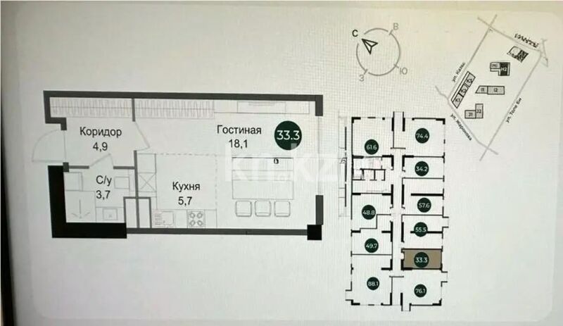 Продажа 1-комнатной квартиры, 33.4 м² - Продажа однокомнатных квартир в Алмалинском р-не Алматы - страница 3 фото 1 из 1