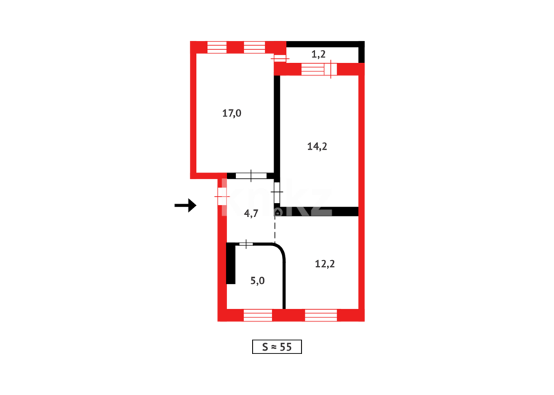 Продажа 2-комнатной квартиры, 56 м² - Продажа квартир в Михайловке Караганды - страница 6 фото 25 из 25