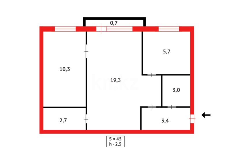 Продажа 2-комнатной квартиры, 45 м² - Продажа двухкомнатных квартир в блочном доме в Казахстане - страница 73 фото 5 из 5