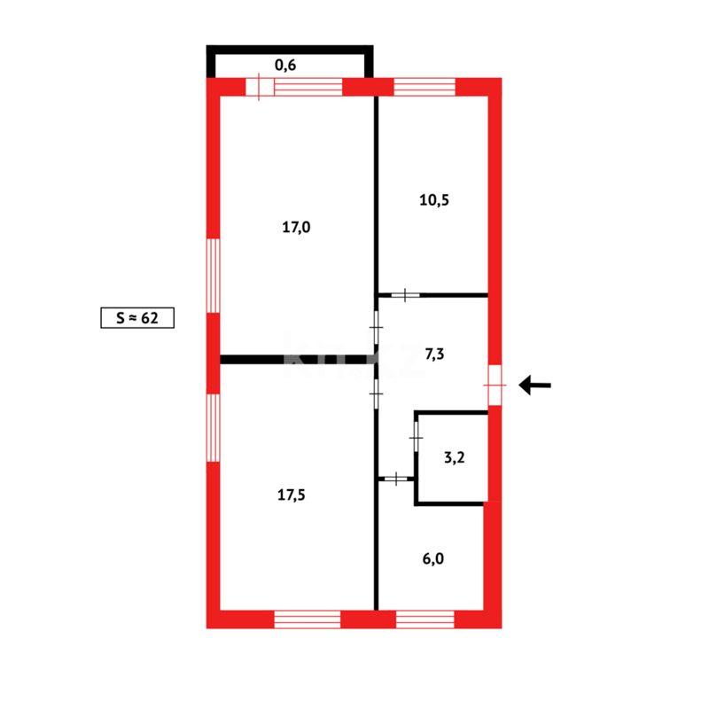 Продажа 3-комнатной квартиры, 61 м² - Продажа трехкомнатных квартир в Майкудуке Караганды - страница 6 фото 7 из 7