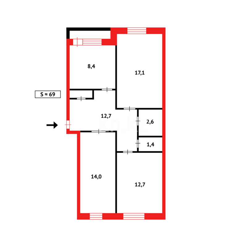Продажа 3-комнатной квартиры, 70 м² - Продажа трехкомнатных квартир в Темиртау - страница 4 фото 18 из 18