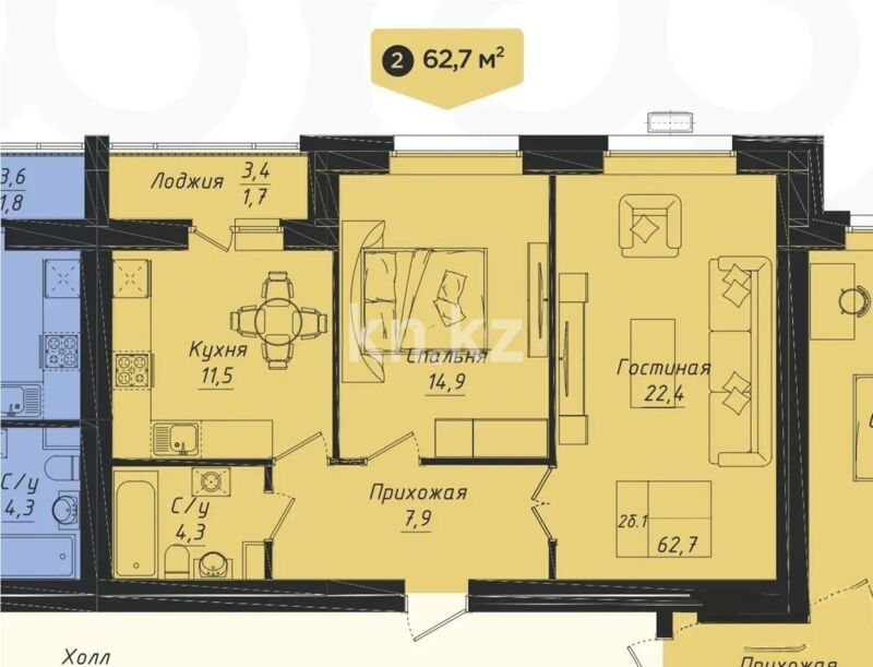 Продажа 2-комнатной квартиры, 63 м² - Продажа двухкомнатных квартир в р-не Нура Астаны - страница 48 фото 1 из 1