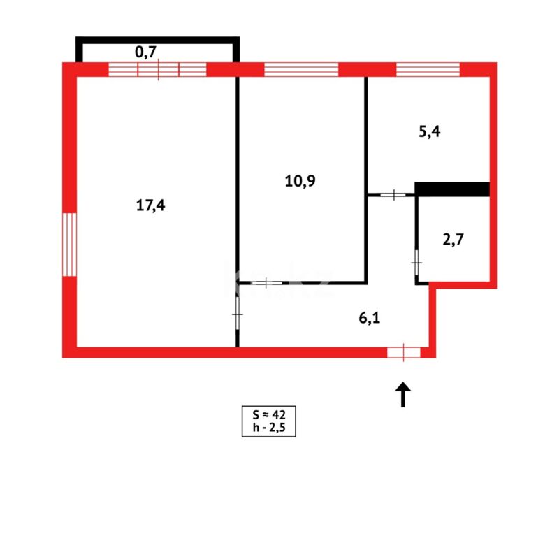Продажа 2-комнатной квартиры, 42 м² - Продажа двухкомнатных квартир в Караганде - страница 3 фото 6 из 6