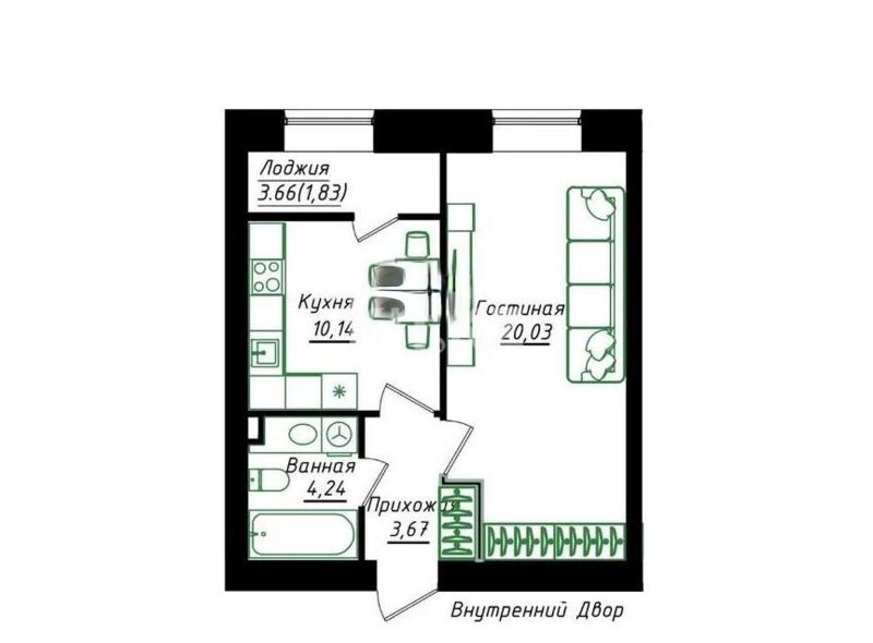 Продажа 1-комнатной квартиры, 39.3 м² - Продажа квартир от собственников в Астане - страница 7 фото 1 из 1