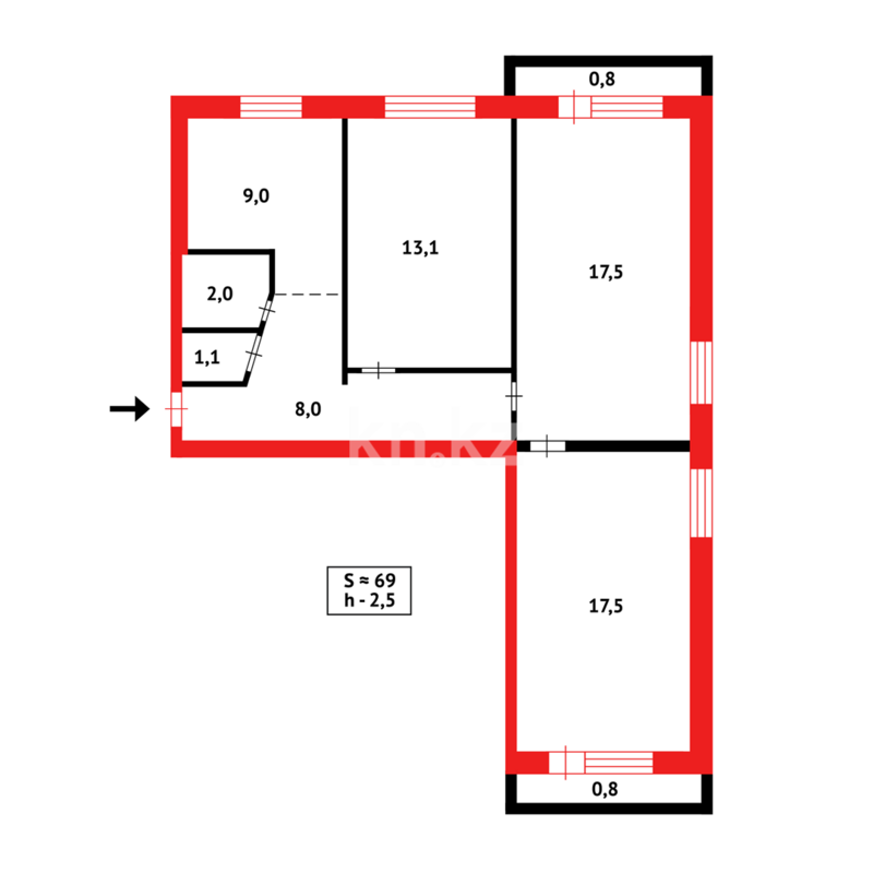 Продажа 3-комнатной квартиры, 68 м² - Продажа трехкомнатных квартир в Майкудуке Караганды - страница 8 фото 7 из 7