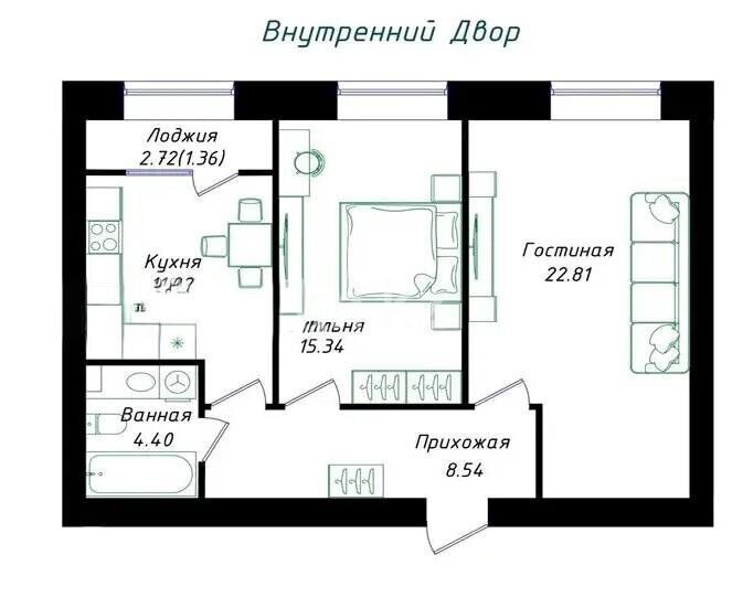 Продажа 2-комнатной квартиры, 63.47 м² - Продажа  двухкомнатных квартир в новостройках Астаны - страница 26 фото 1 из 1