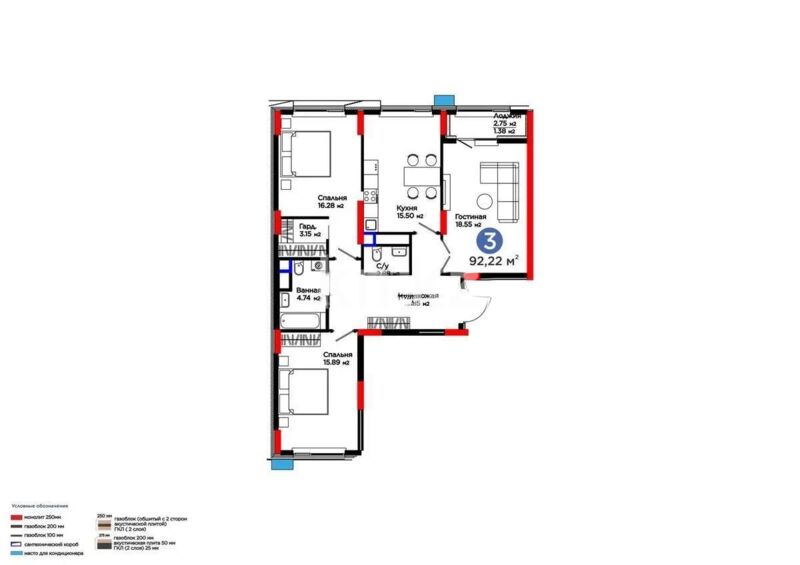 Продажа 3-комнатной квартиры, 92.22 м² - Продажа квартир от собственников в Астане - страница 5 фото 1 из 1