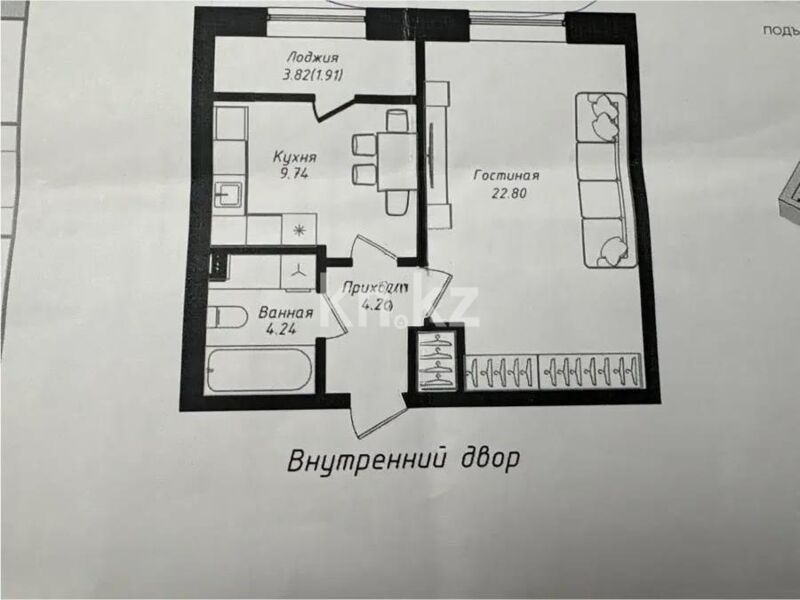 Продажа 1-комнатной квартиры, 43 м² - Продажа однокомнатных квартир в кирпичном доме в Астане - страница 3 фото 1 из 1