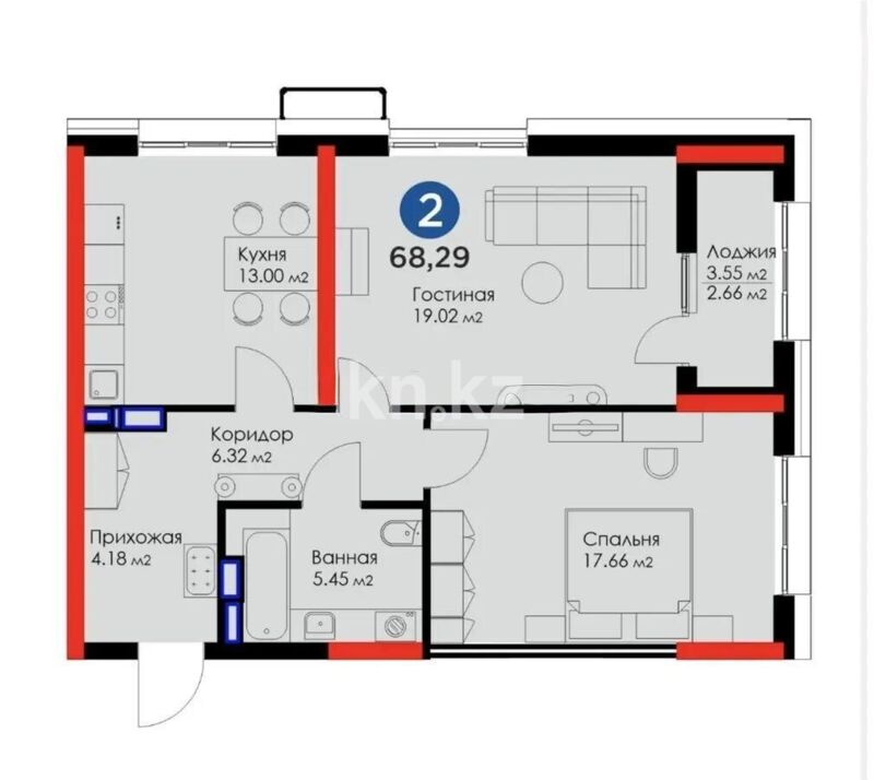 Продажа 2-комнатной квартиры, 69 м² - Недвижимость в Астане - страница 33 фото 5 из 5