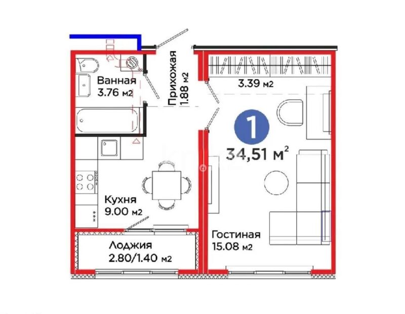 Продажа 1-комнатной квартиры, 35 м² - Продажа квартир в Казахстане - страница 130 фото 1 из 1