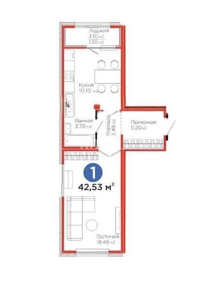 Продажа 1-комнатной квартиры, 42.5 м² - Продажа однокомнатных квартир в р-не Есиль Астаны - страница 29 фото 5 из 5