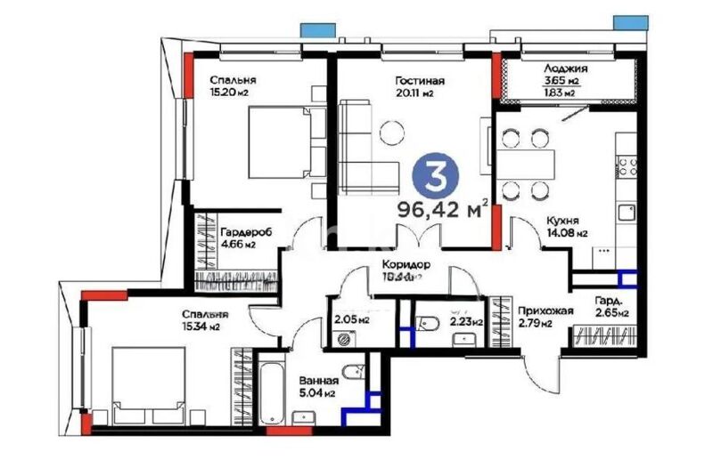 Продажа 3-комнатной квартиры, 96.42 м² - Продажа трехкомнатных квартир в Астане - страница 10 фото 1 из 1
