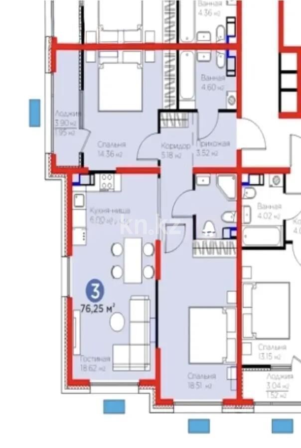 Продажа 3-комнатной квартиры, 77 м² - Продажа трехкомнатных квартир в Наурызбайском р-не Алматы - страница 13 фото 1 из 1