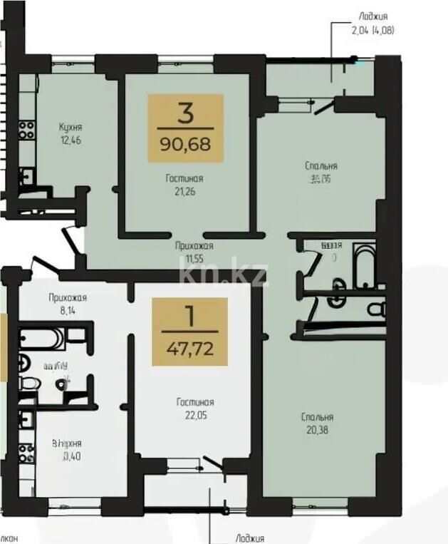 Продажа 3-комнатной квартиры, 91 м² - Продажа трехкомнатных квартир в блочном доме в Казахстане - страница 49 фото 1 из 1