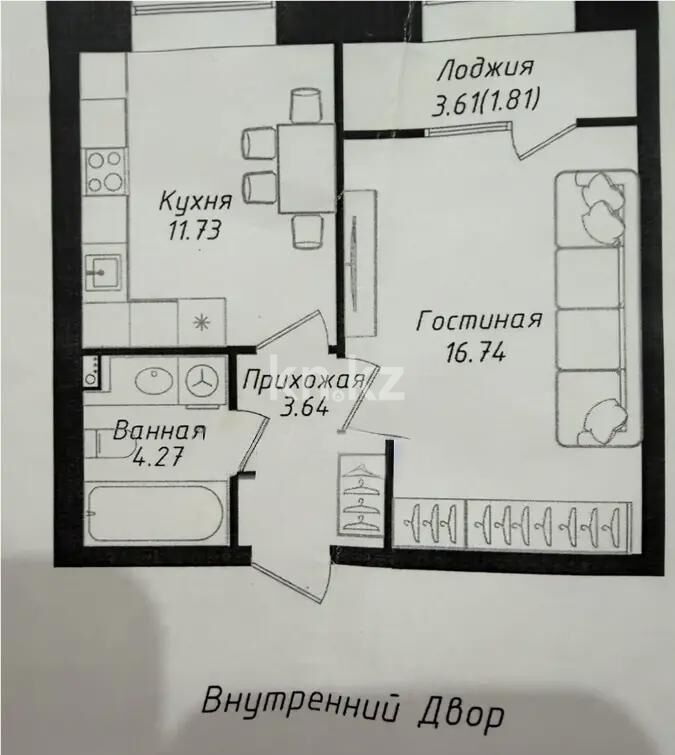 Продажа 1-комнатной квартиры, 38.19 м² - Продажа однокомнатных квартир в р-не Сарайшык Астаны - страница 9 фото 1 из 1
