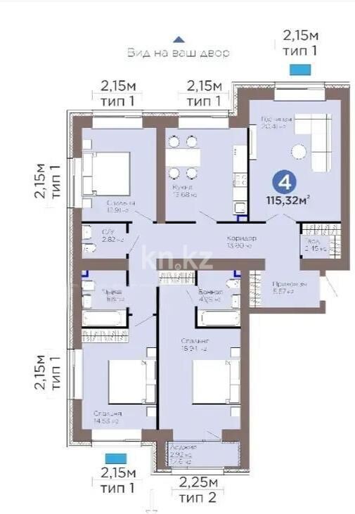 Продажа 4-комнатной квартиры, 115.32 м² - Продажа квартир в кирпичном доме в Астане - страница 4 фото 1 из 1