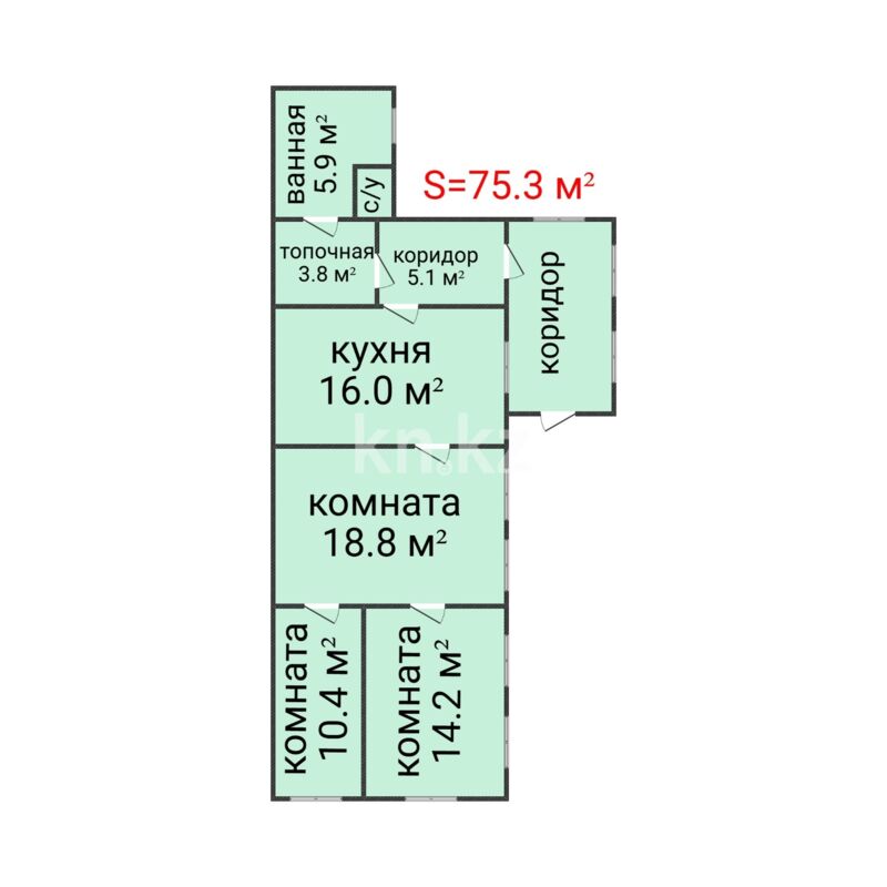 Продажа 4-комнатного дома, 76 м² - Недвижимость в Костанае - страница 2 фото 6 из 24