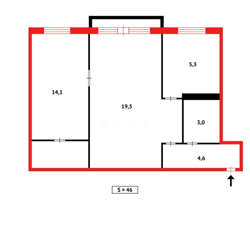 Продажа 2-комнатной квартиры, 46 м² - Продажа двухкомнатных квартир в панельном доме в Темиртау - страница 6 фото 15 из 15