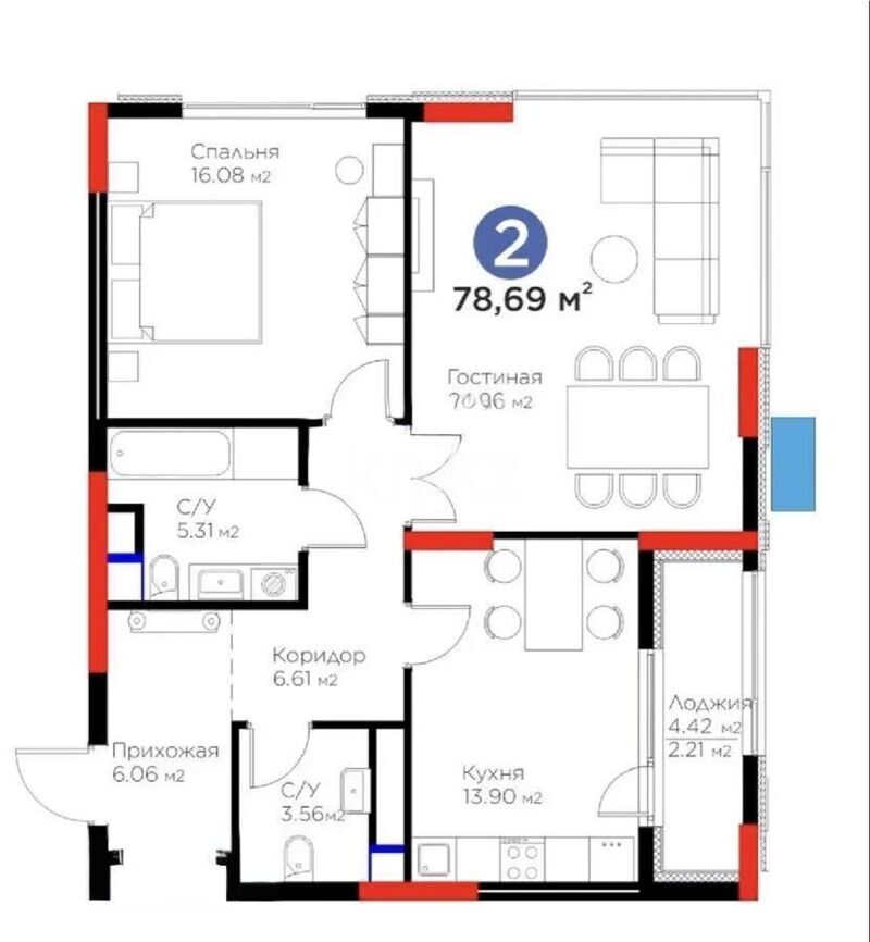 Продажа 2-комнатной квартиры, 78.69 м² - Продажа квартир в новостройках Астаны - страница 44 фото 1 из 1