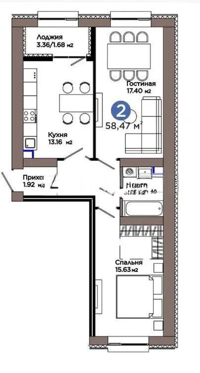 Продажа 2-комнатной квартиры, 58 м² - Продажа квартир в блочном доме в Казахстане - страница 16 фото 3 из 3