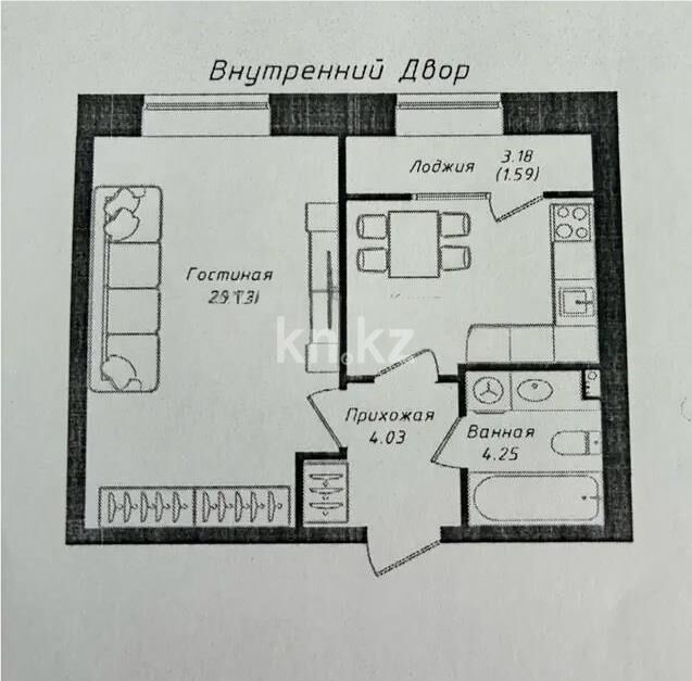 Продажа 1-комнатной квартиры, 40.4 м² - Продажа однокомнатных квартир в р-не Сарыарка Астаны - страница 15 фото 1 из 1
