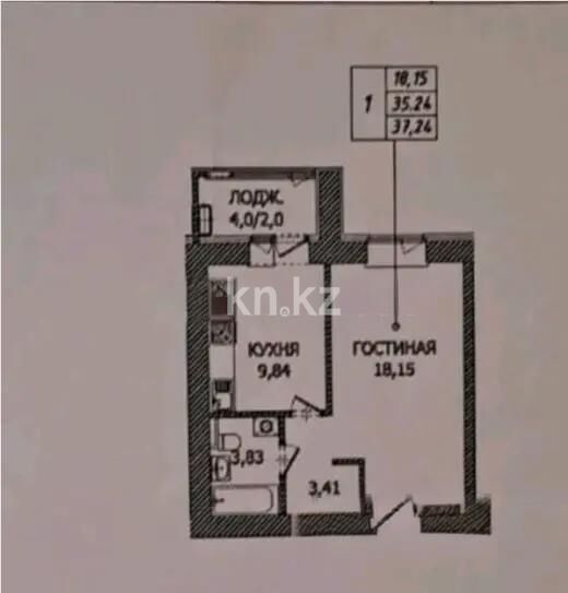 Продажа 1-комнатной квартиры, 37.24 м² - Продажа однокомнатных квартир в кирпичном доме в Астане - страница 3 фото 1 из 1