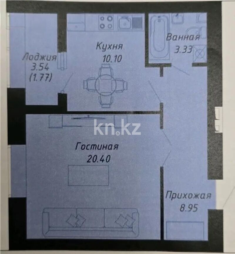 Продажа 1-комнатной квартиры, 44.55 м² - Продажа однокомнатных квартир в кирпичном доме в Казахстане - страница 2 фото 1 из 1