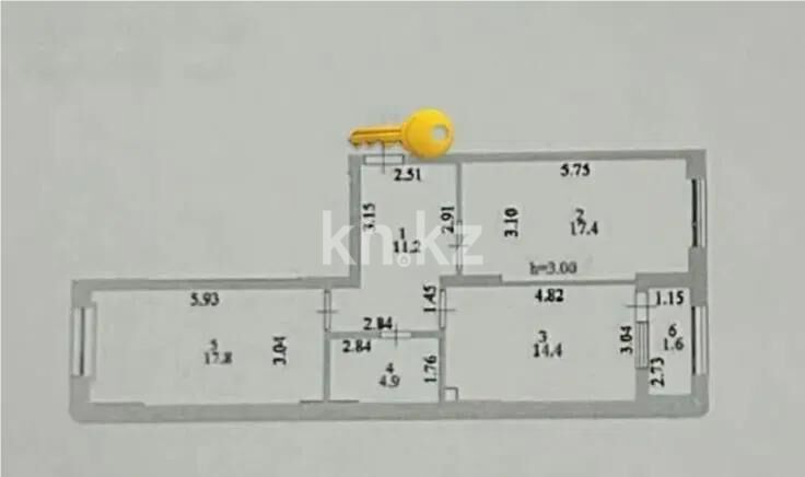 Продажа 3-комнатной квартиры, 68 м² - Продажа трехкомнатных квартир в р-не Нура Астаны фото 1 из 1