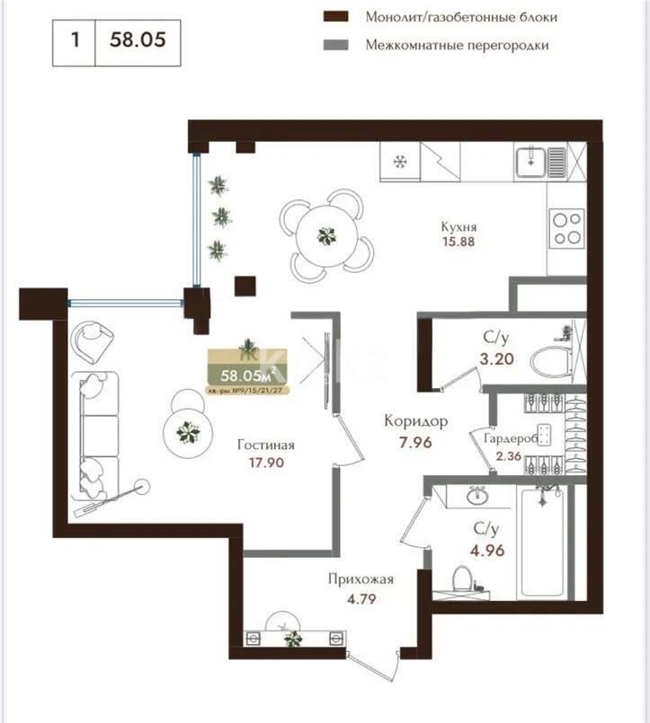 Продажа 2-комнатной квартиры, 60 м² - Продажа квартир от собственников в Алматы - страница 24 фото 1 из 1