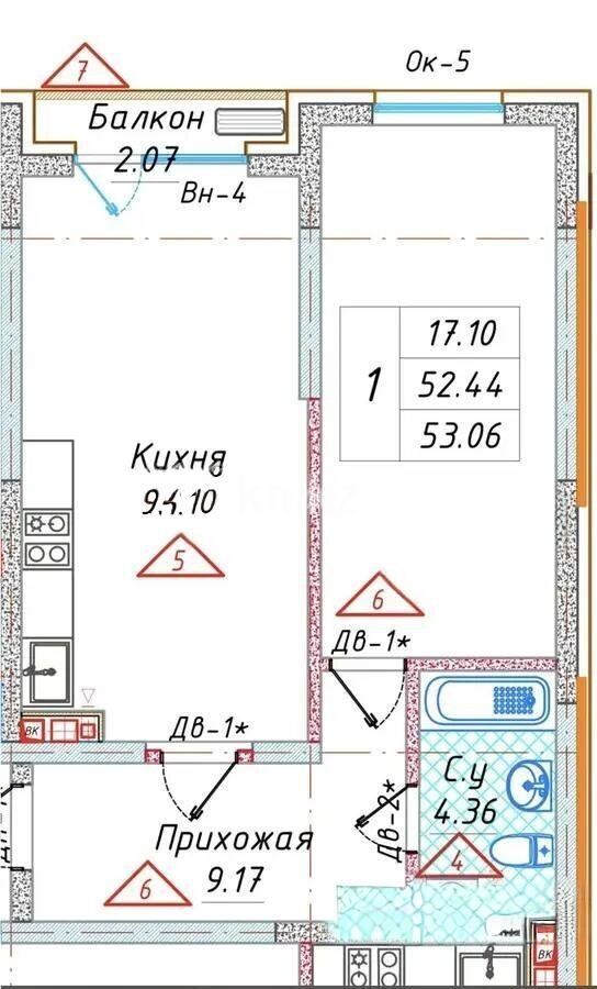 Продажа 2-комнатной квартиры, 54.87 м² - Продажа квартир в Казахстане - страница 192 фото 1 из 1