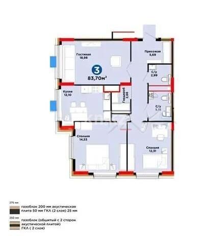 Продажа 3-комнатной квартиры, 83.7 м² - Продажа трехкомнатных квартир в кирпичном доме в Казахстане - страница 68 фото 1 из 1