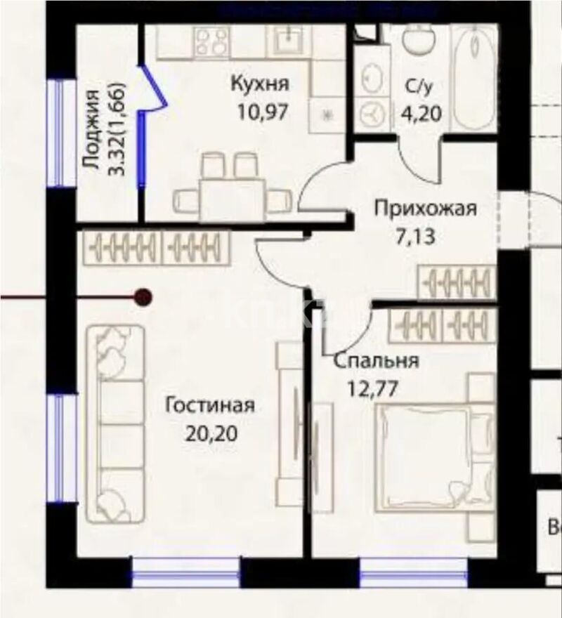 Продажа 2-комнатной квартиры, 57 м² - Продажа двухкомнатных квартир в р-не Есиль Астаны - страница 49 фото 2 из 7
