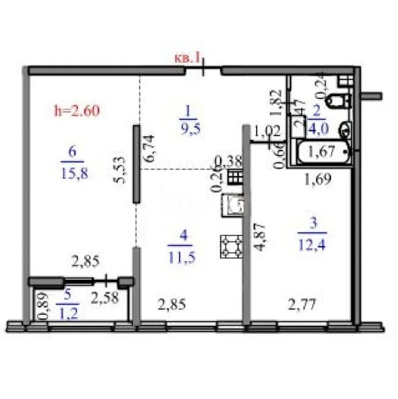 Продажа 2-комнатной квартиры, 54.4 м² - Продажа квартир от собственников в Алматы - страница 290 фото 3 из 3