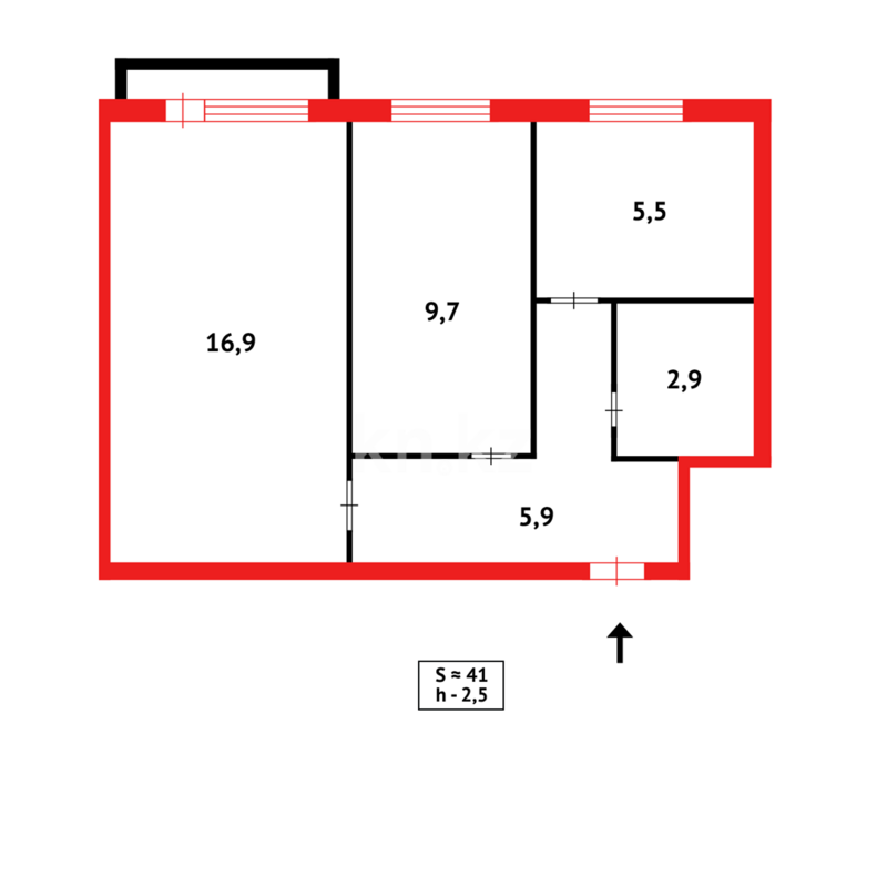 Продажа 2-комнатной квартиры, 44 м² - Продажа квартир в кирпичном доме в Караганде фото 8 из 8