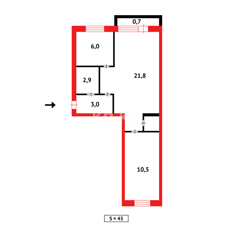 Продажа 2-комнатной квартиры, 44 м² - Продажа двухкомнатных квартир в блочном доме в Казахстане - страница 80 фото 8 из 8