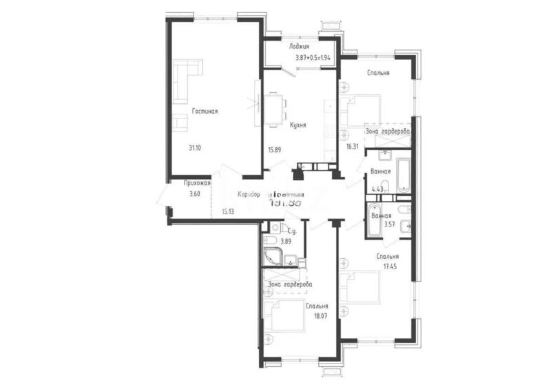 Продажа 4-комнатной квартиры, 131.38 м² - Продажа четырехкомнатных квартир в Алматы - страница 18 фото 3 из 3