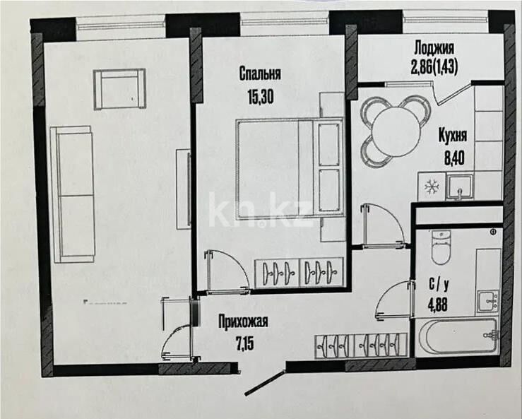 Продажа 2-комнатной квартиры, 56.56 м² - Продажа двухкомнатных квартир в р-не Есиль Астаны - страница 45 фото 4 из 4