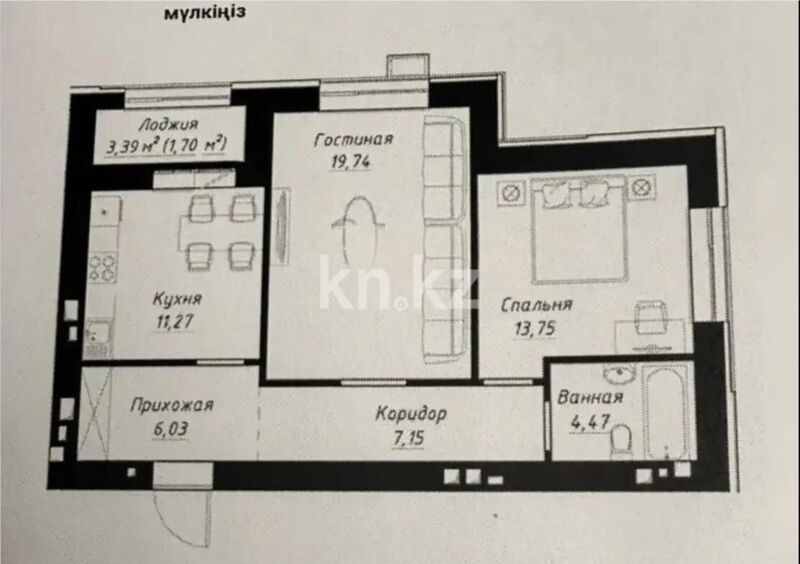 Продажа 2-комнатной квартиры, 64 м² - Продажа двухкомнатных квартир от собственников в Казахстане - страница 20 фото 1 из 1