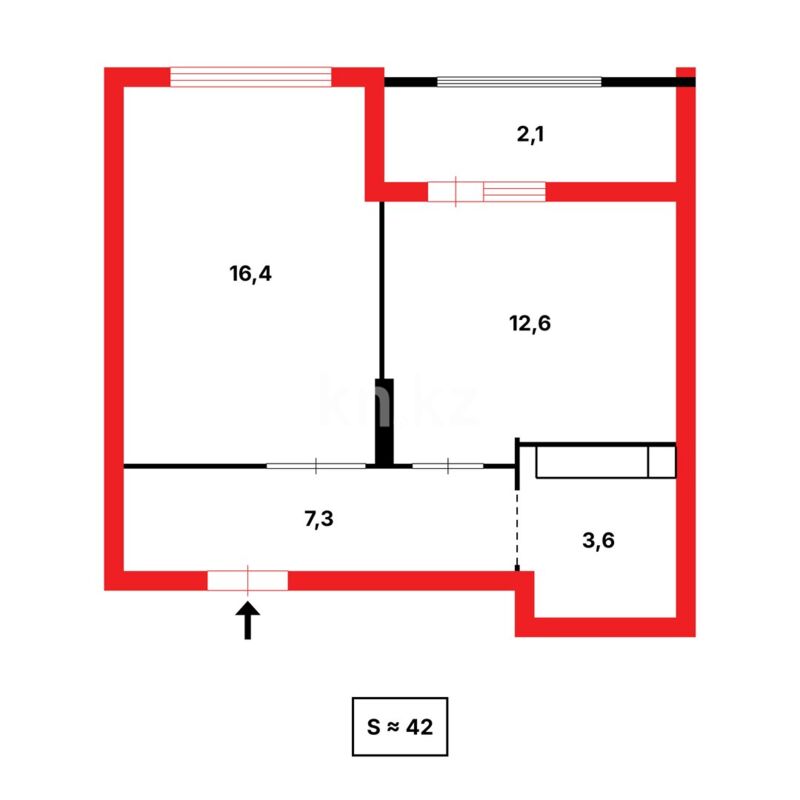 Продажа 1-комнатной квартиры, 42 м² - Продажа однокомнатных квартир в Казахстане - страница 157 фото 2 из 2