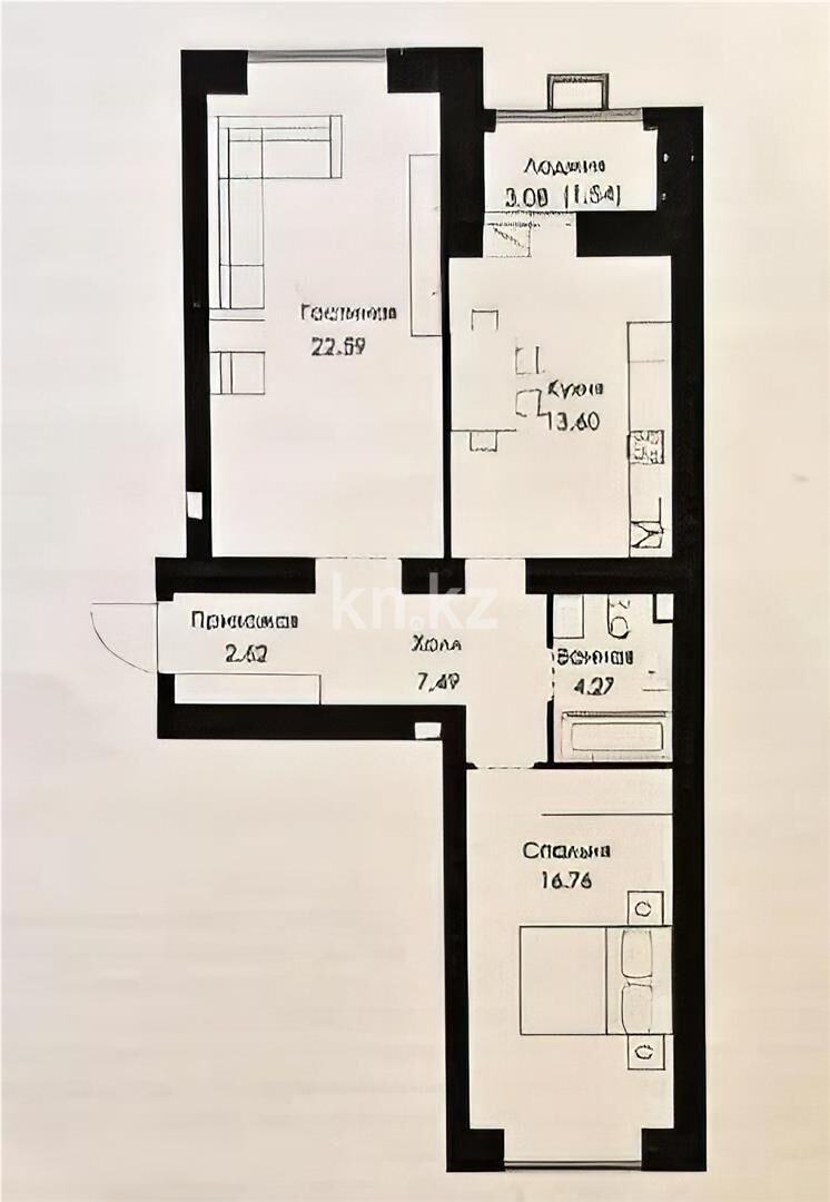 Продажа 2-комнатной квартиры, 68.87 м² - Продажа двухкомнатных квартир в р-не Есиль Астаны - страница 48 фото 1 из 1