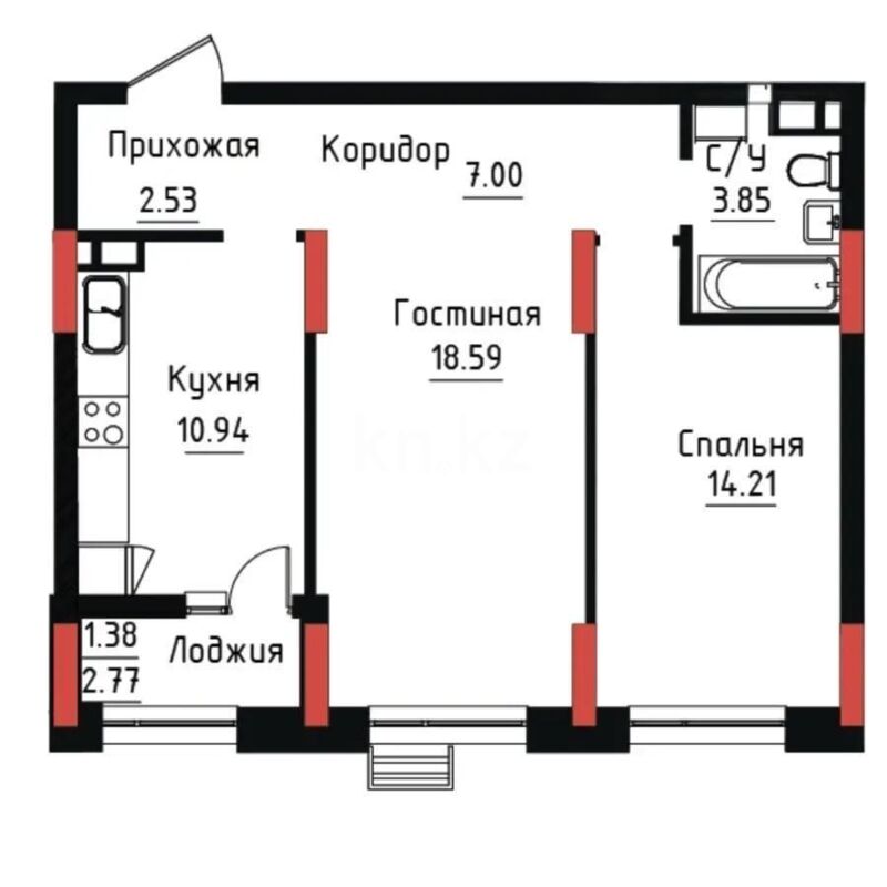 Продажа 2-комнатной квартиры, 58.8 м² - Продажа двухкомнатных квартир в блочном доме в Астане - страница 49 фото 1 из 1