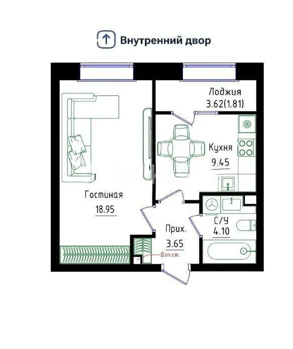 Продажа 1-комнатной квартиры, 38 м² - Недвижимость в Астане - страница 34 фото 1 из 1