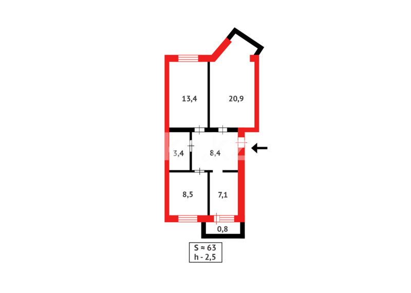 Продажа 3-комнатной квартиры, 62 м² - Продажа квартир в районе Михайловка в Караганде фото 15 из 15