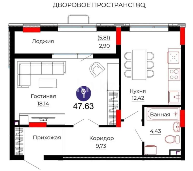Продажа 2-комнатной квартиры, 48 м² - Продажа двухкомнатных квартир в р-не Нура Астаны - страница 62 фото 1 из 1