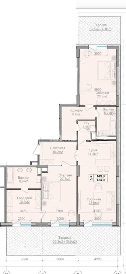 Продажа 3-комнатной квартиры, 149 м² - Продажа трехкомнатных квартир в Медеуском р-не Алматы - страница 15 фото 1 из 1