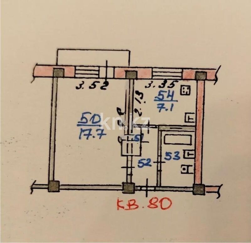 Продажа 1-комнатной квартиры, 33.3 м² - Продажа однокомнатных квартир в блочном доме в Алматы - страница 2 фото 1 из 1