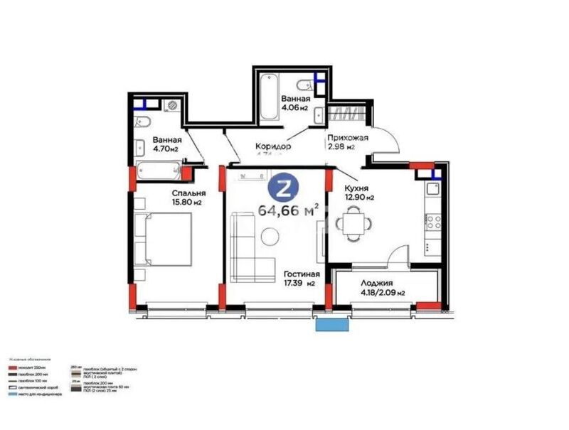Продажа 2-комнатной квартиры, 64.66 м² - Продажа недвижимости в Астане - страница 6 фото 1 из 1