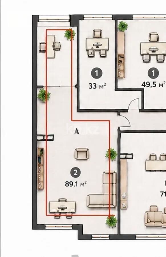 Продажа 3-комнатной квартиры, 89.1 м² - Продажа трехкомнатных квартир в Ауэзовском р-не Алматы - страница 23 фото 1 из 1