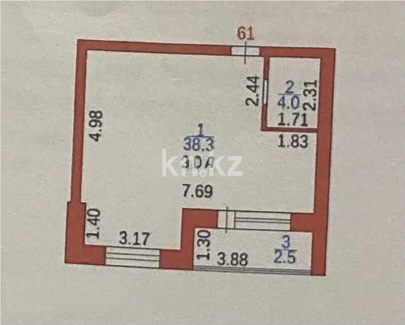 Продажа 1-комнатной квартиры, 44 м² - Аренда баз, складов и промышленной недвижимости в Костанае фото 5 из 5